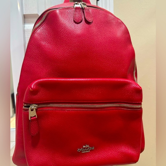 COPY - Red Leather Coach backpack - Picture 1 of 8